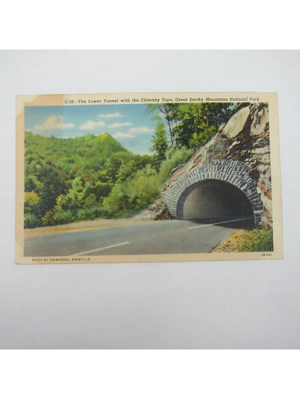Vintage 1942 Postcard Lower Tunnel Chimney Tops Smokey Mountains Park UNPOSTED
